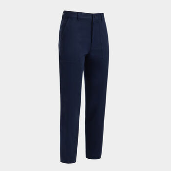 COTTON TWILL HIGH RISE STRAIGHT TAPERED LEG TROUSER