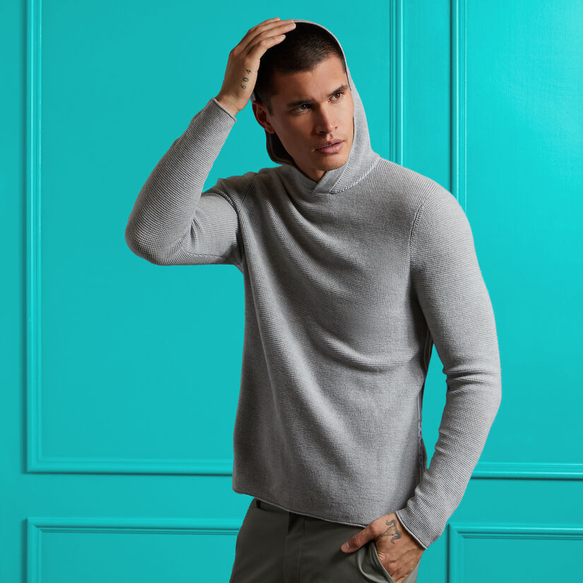 WAFFLE STITCH MERINO WOOL HOODED JUMPER image number 2
