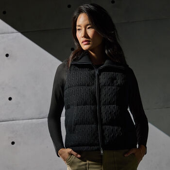 CABLE KNIT WOOL BLEND DOWN PUFFER GILET