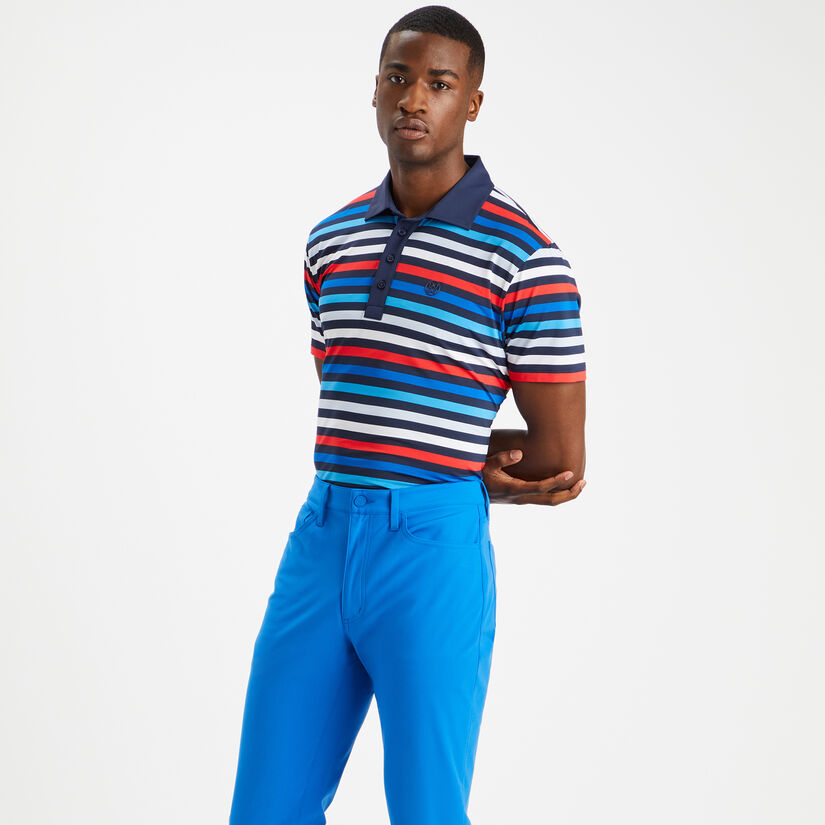 FAVOURITE STRIPE TECH JERSEY TAILORED FIT POLO image number 3