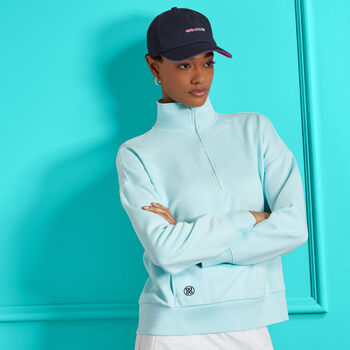 PRAY FOR BIRDIES FRENCH TERRY QUARTER ZIP BOXY PULLOVER