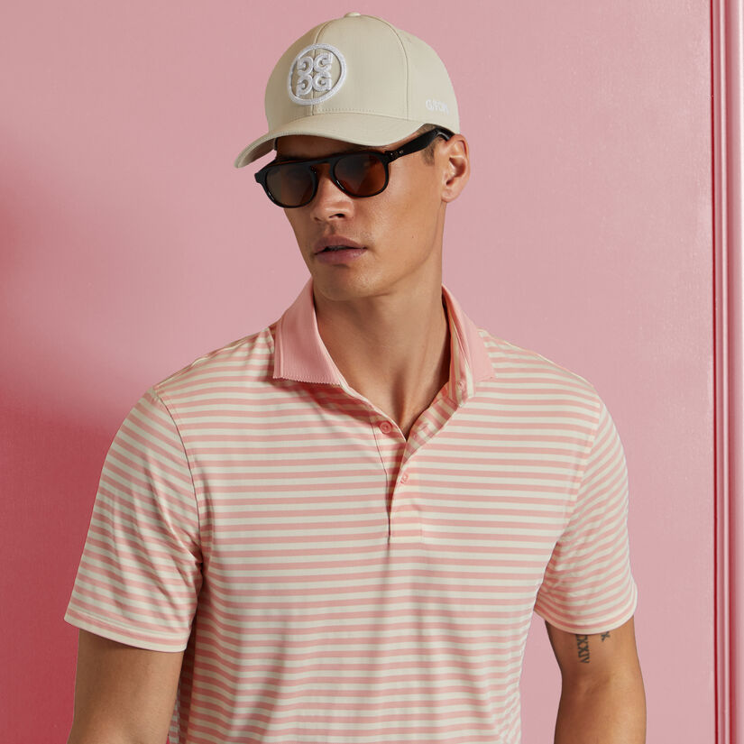 PERFORATED STRIPE TECH JERSEY POLO image number 2