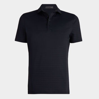 PERFORATED STRIPE TECH JERSEY MODERN SPREAD COLLAR POLO