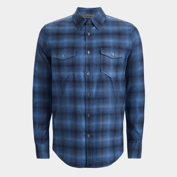 SHADOW PLAID BRUSHED WOVEN SHIRT