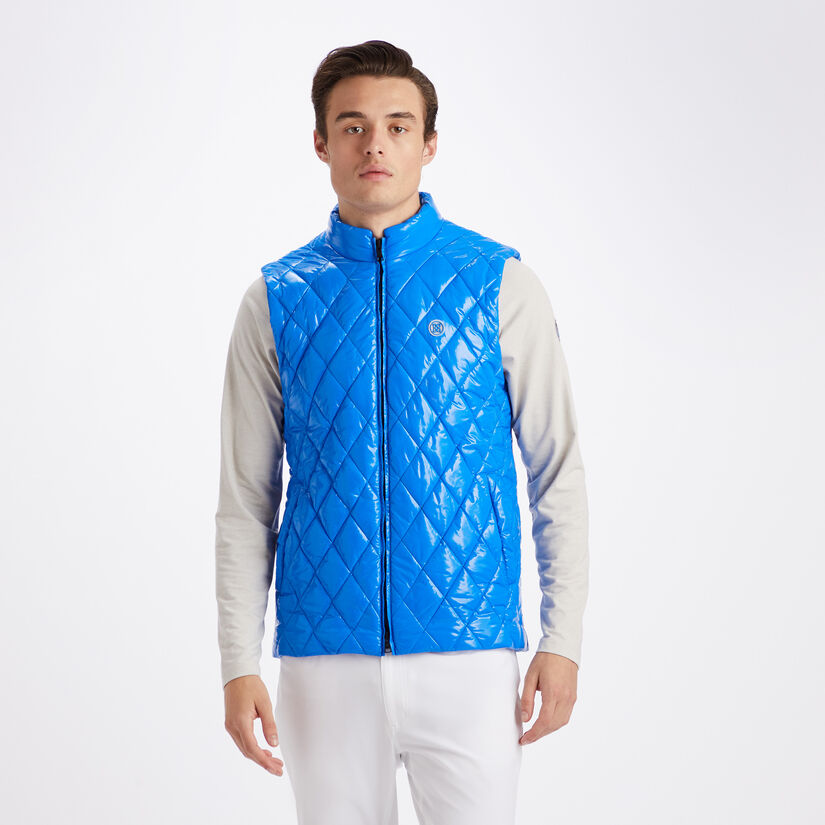 QUILTED COATED NYLON WOOL LINED SLIM FIT PUFFER GILET image number 3