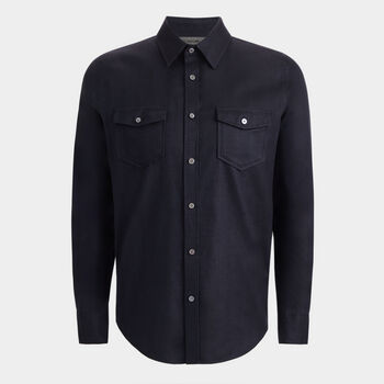 HERRINGBONE BRUSHED WOVEN SHIRT