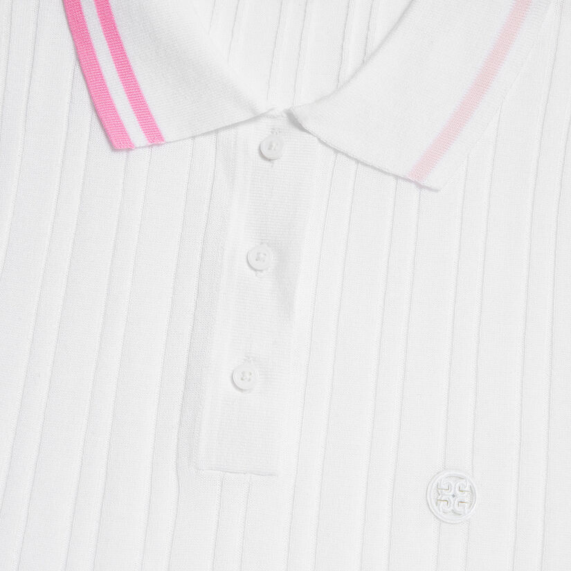 CONTRAST STRIPE COTTON BLEND RIBBED KNIT POLO image number 5