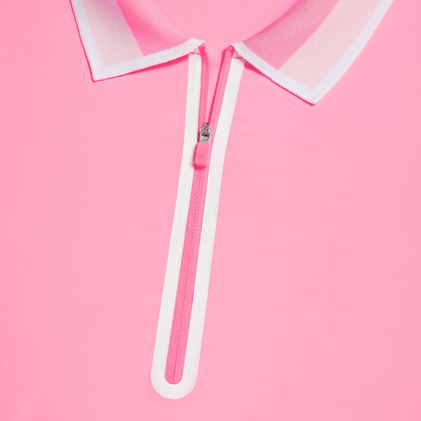 COLOUR BLOCK COLLAR SILKY TECH NYLON LONG SLEEVE ZIP POLO image number 6