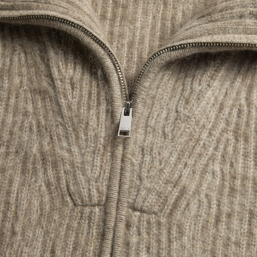 FUNNEL NECK BRUSHED CASHMERE FULL ZIP JUMPER image number 5