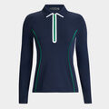 LIGHTWEIGHT WARP KNIT QUARTER ZIP LONG SLEEVE POLO image number 1