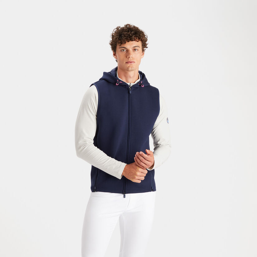 Full-Zip Double Jersey Knit Vest