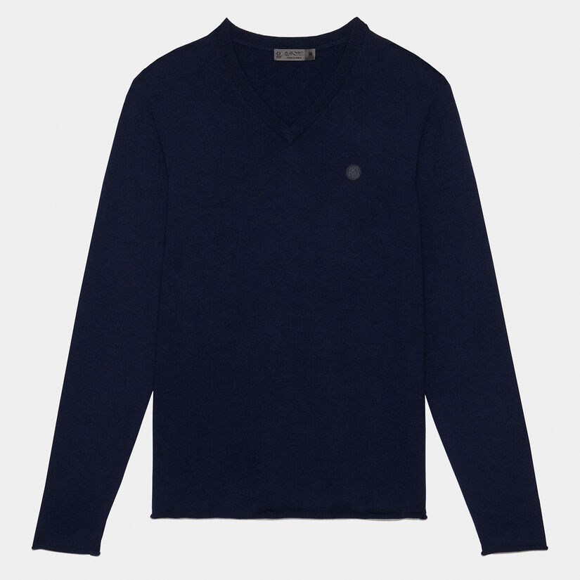 CONTRAST V NECK SLIM FIT CASHMERE JUMPER image number 1