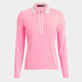 COLOUR BLOCK COLLAR SILKY TECH NYLON LONG SLEEVE ZIP POLO image number 2