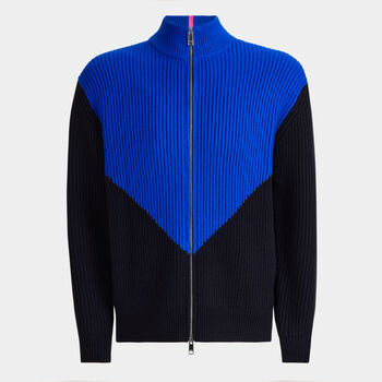 COLOURBLOCK MERINO WOOL FULL ZIP JUMPER JACKET