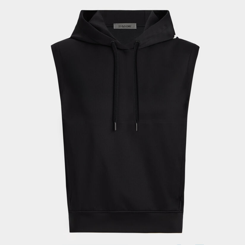 PRAY FOR BIRDIES DOUBLE KNIT BRUSHED BACK CROPPED SLEEVELESS HOODIE image number 1