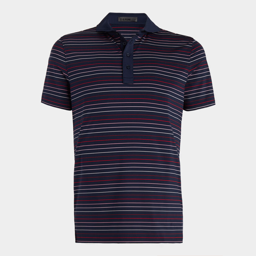 MULTI STRIPE TECH JERSEY MODERN SPREAD COLLAR POLO image number 1