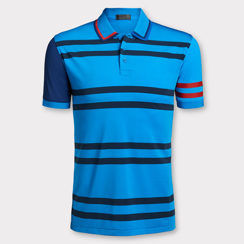 VARIEGATED STRIPE TECH JERSEY RIB COLLAR TAILORED FIT POLO image number 1