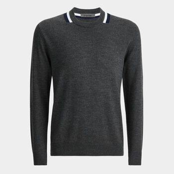 COLOURBLOCK INTARSIA CREWNECK MERINO WOOL JUMPER