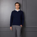 CONTRAST V NECK SLIM FIT CASHMERE JUMPER image number 2