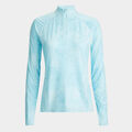 STAMPED FLORAL TECH JERSEY RUCHED QUARTER ZIP PULLOVER image number 1