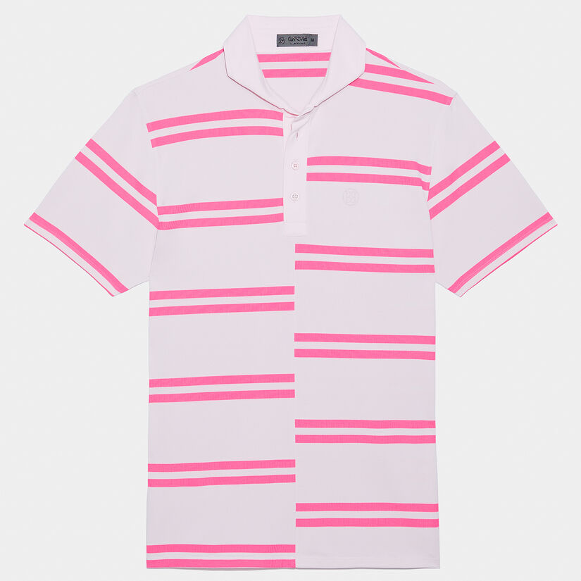 OFFSET STRIPE MODERN SPREAD COLLAR TECH PIQUÉ TAILORED FIT POLO image number 1