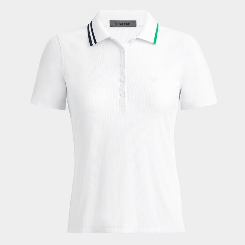 CONTRAST COLLAR RIBBED TECH NYLON POLO image number 1