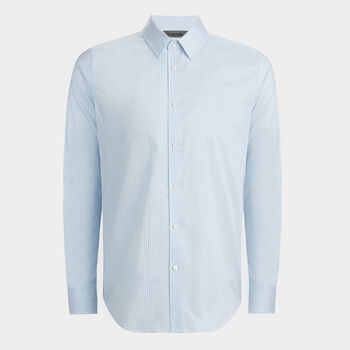 SPREAD COLLAR STRIPED STRECH WOVEN SHIRT