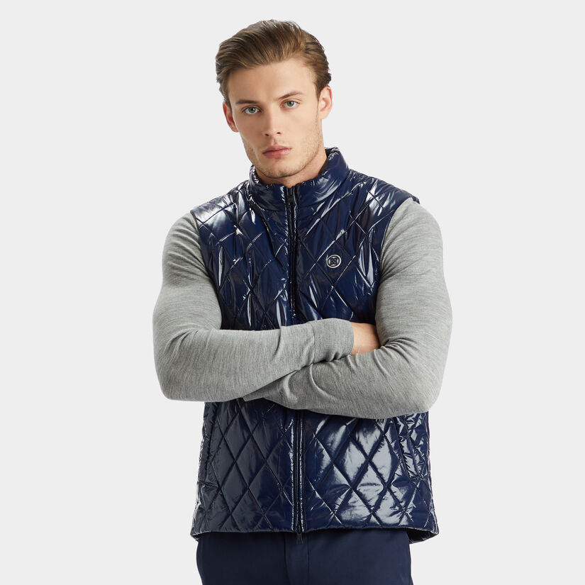 QUILTED POLISHED NYLON MERINO WOOL LINED PUFFER GILET image number 3