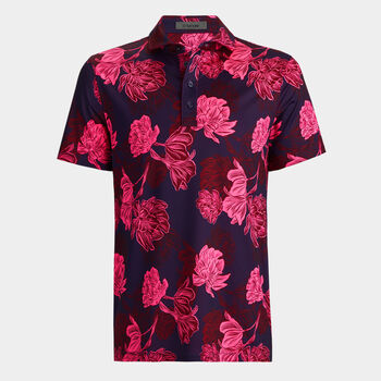 STAMPED FLORAL TECH JERSEY POLO