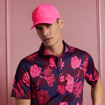 STAMPED FLORAL TECH JERSEY POLO