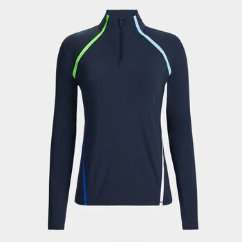 COLOUR BLOCK SILKY TECH QUARTER ZIP PULLOVER