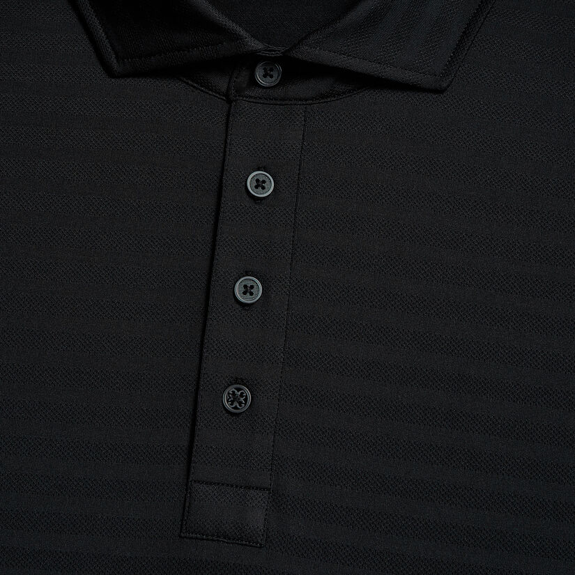 PERFORATED STRIPE TECH JERSEY MODERN SPREAD COLLAR POLO image number 5