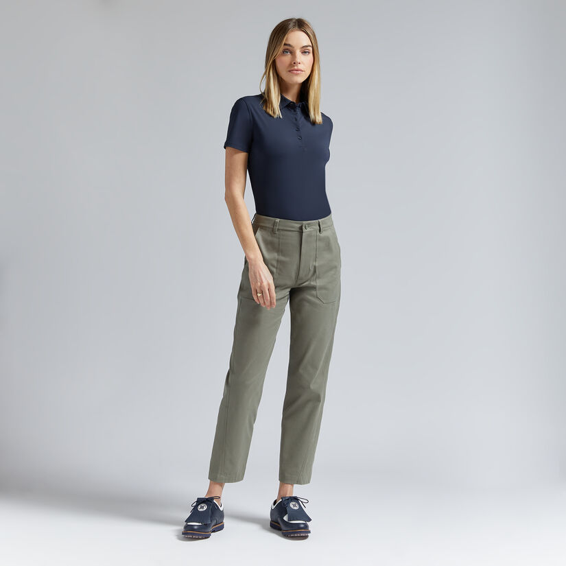 COTTON TWILL HIGH RISE STRAIGHT TAPERED LEG TROUSER image number 3