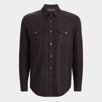 SHADOW PLAID BRUSHED WOVEN SHIRT