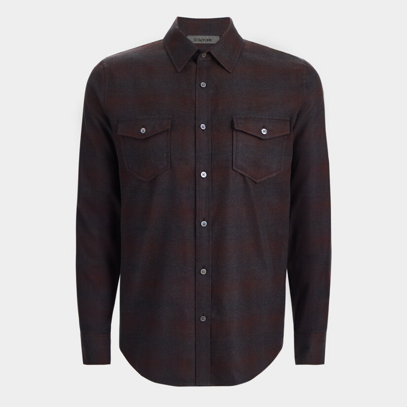 SHADOW PLAID BRUSHED WOVEN SHIRT image number 2