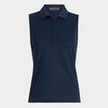 PLEATED COLLAR TECH PIQUÉ SLEEVELESS POLO image number 1