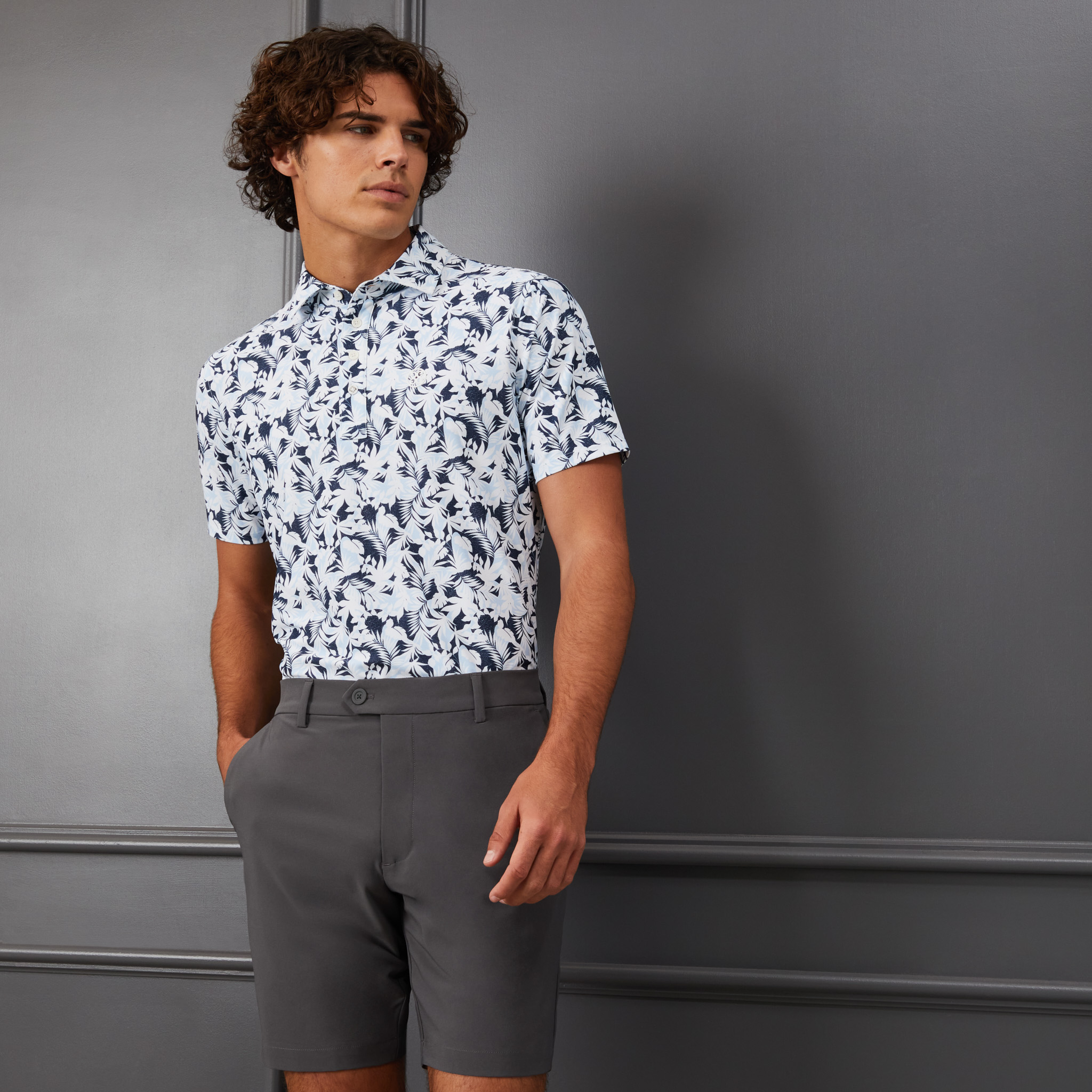 PALM FRONDS TECH PIQUÉ SLIM FIT POLO – G/FORE